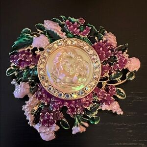 Art Deco Style Enamel Crystal Beauty Avatar Brooch